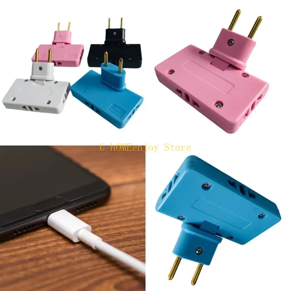 B0KF EU Extension Adapter 3 In 1 Rotatable Socket Converters 180 Degree