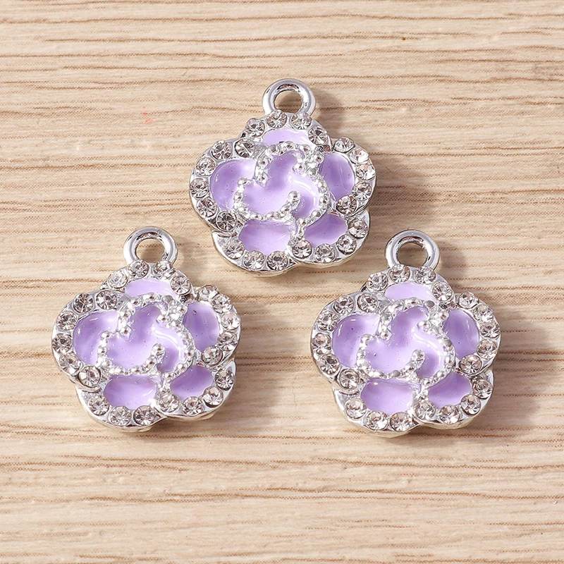 10 Stück 14x17mm Niedliche Kristallblumen-Anhänger für Schmuckherstellung, DIY Tropfenohrringe, Halsketten, Armbänder, Schmuckzubehör – Detail 8