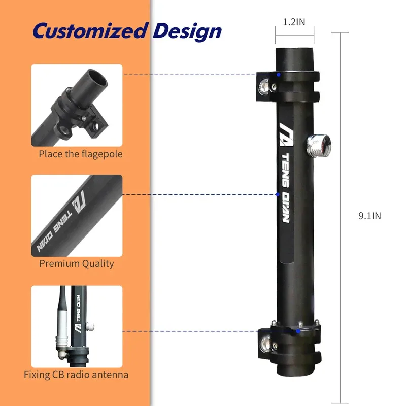 

Factory Hot Selling Hot Sale! Off-road 4x4 Accessories CNC Aluminum Flagpole Frame Bracket for Wrangler JK JL 2018-2020