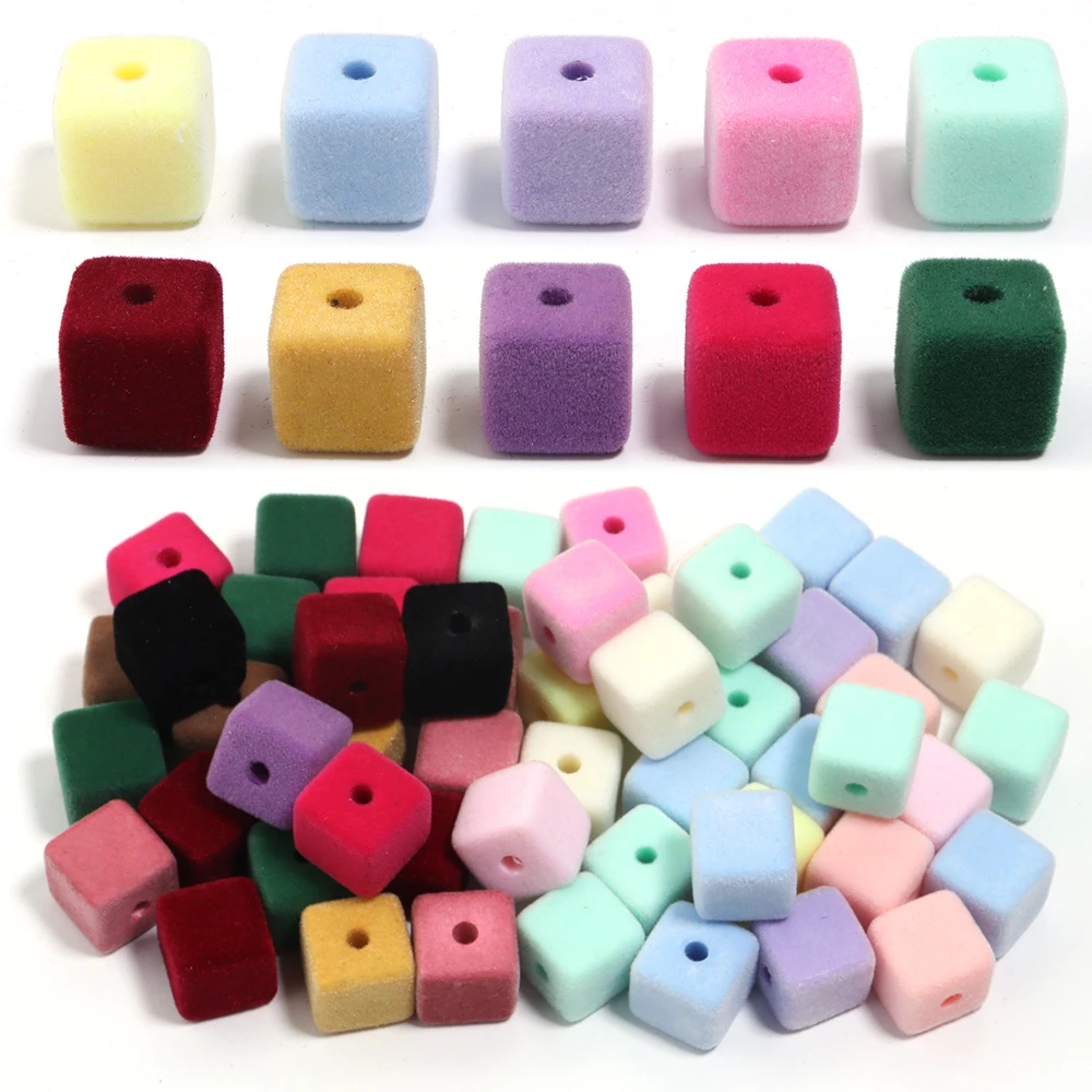 10PCS Acrylic Beads Flocking Velvet Beads Colorful Soft Loose Acrylic Beads for DIY Jewelry Making Bracelet Earring Accessories - Image 5