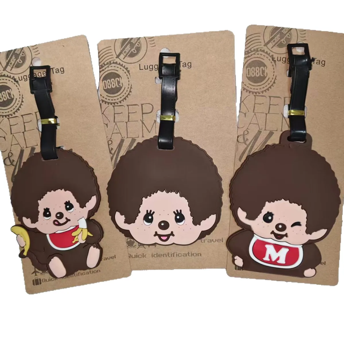 Etiqueta de equipaje Kawaii para Monqiqi, etiqueta de equipaje de dibujos animados, soporte para identificación de maleta, placa de identificación de equipaje