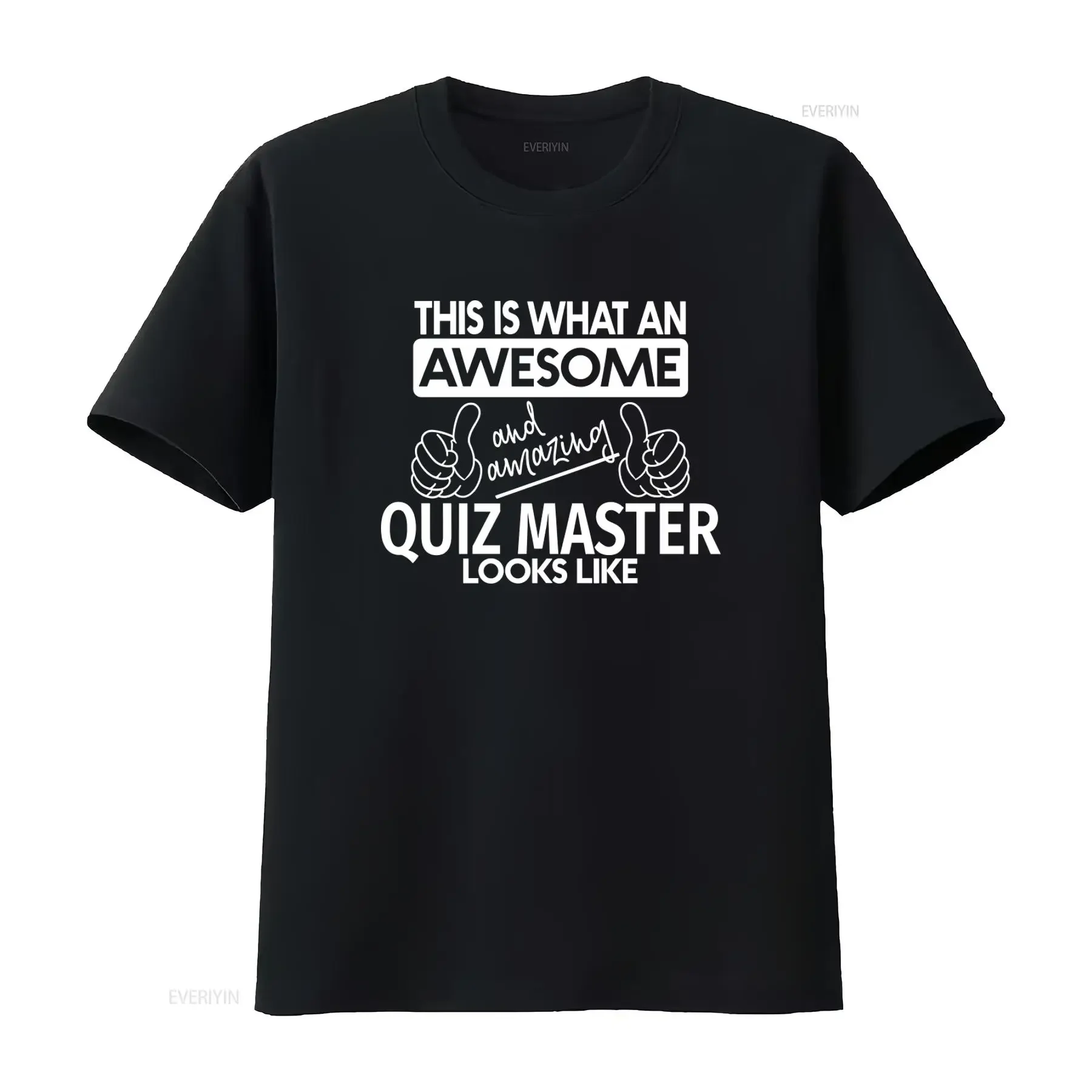 Tolles, fantastisches Quiz Master Look T-Shirt für Herren, Vintage-Stil, gewaschen, dehnbar, atmungsaktiv, grafisch, stilvolle Designer-Kleidung, Unisex