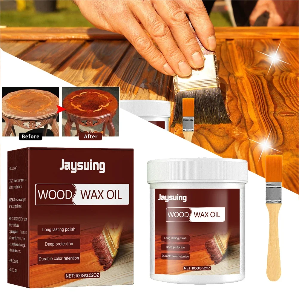 100g Wood Furniture Floor Polishing Agent Non-Toxic Wood Wax Oil Wood Floor Polish Restorer Wooden Floor Maintenance