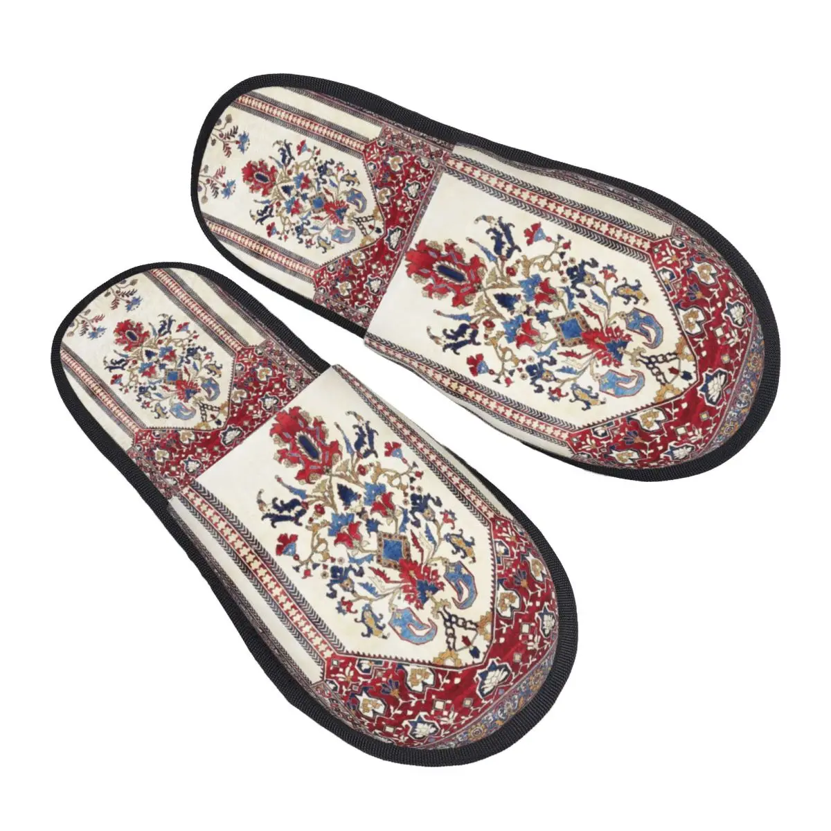 Custom Bohemian Persian Silk Rug Soft Memory Foam House Slippers Women Geometric Ethnic Kilim Cozy Warm Anti-Skid Slipper