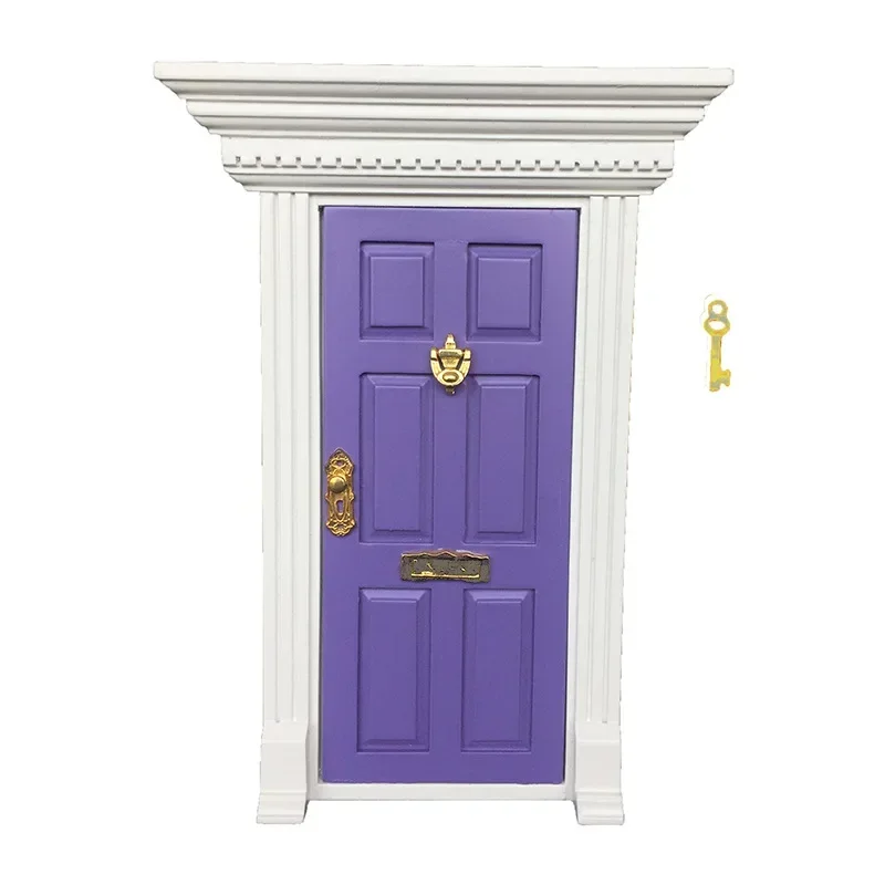 Cuque porte de fée de maison de poupée 1:12 Mini porte en bois couleur vive détails vifs bord Cuque porte de fée de maison de poupée 1:12 Mini porte en bois couleur vive détails vifs bord