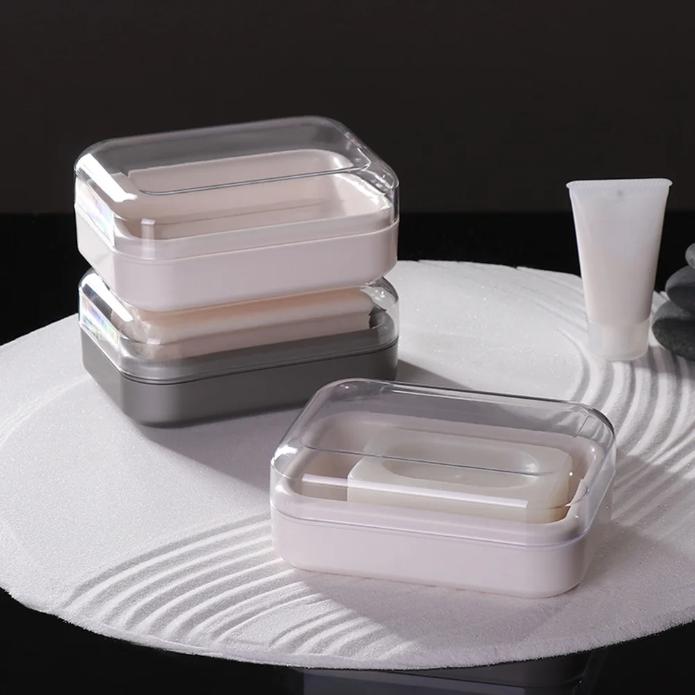 

2Pcs Waterproof Soap Container Generous Size Standard Bars Modern Design Material Portable for Travel Home Use