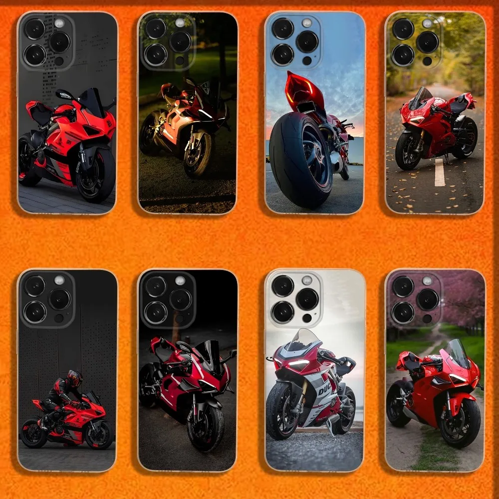 Motorbike Motorcycle D-Ducaties Phone Case For iPhone 16,15,14,13,12,11 Plus,Pro,Max,XR,XS,X,Plus,SE,Mini Transparent Soft Cover