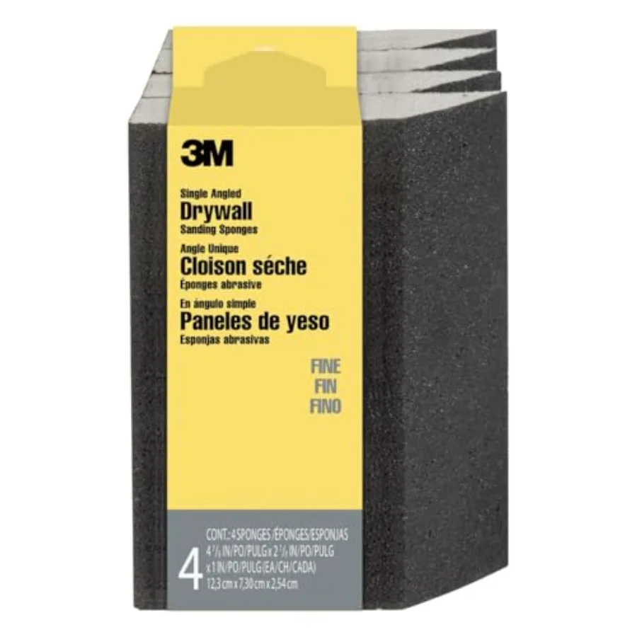 Angled Sanding Sponge, Fine Grit, Use Wet or Dry, Great for All Purpose Sanding, Washable and Reusable, Use for Interior and Ex