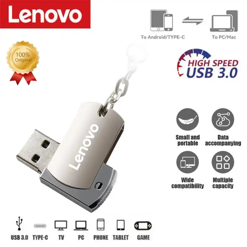Lenovo USB 3.0 Flash Drive Metal Pen Drive 16TB 8TB Waterproof High Speed Flash Disk Mini Memory Sticks 2TB U Disk Pen Drive