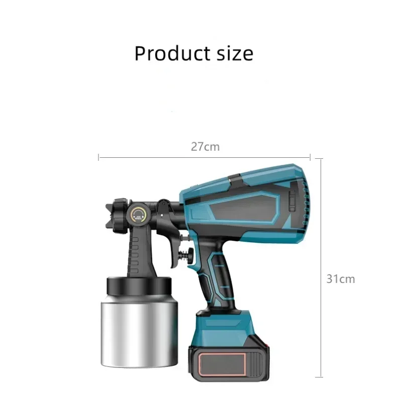 Upgrade 48V 1000ML Cordless Electric Spray Gun Paint Sprayer Auto Furniture Steel Coating Airbrush 5 Nozzle for Makita Battery