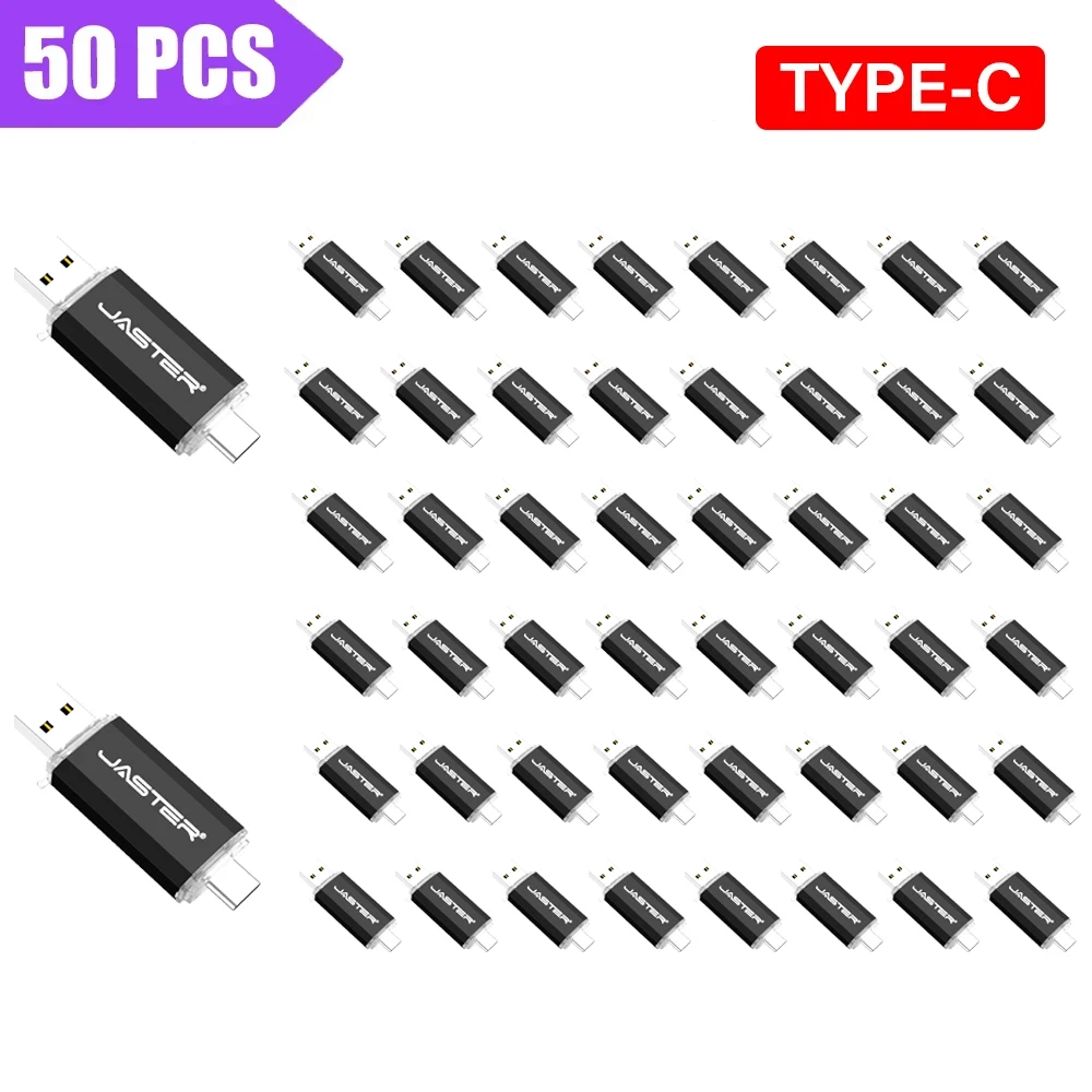 TYPE-C 50PCS Plastic USB Flash Drive 128GB Red Memory Stick 64GB Free Custom Logo Pen Drive 32GB Business Gift U Disk 16GB 8GB