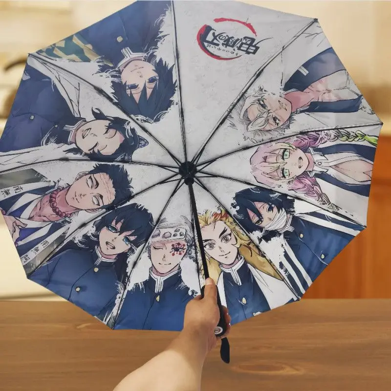 Demon Slayer simpatico cartone animato a tema anime moda studente creativo pieghevole protezione UV e ombrellone a doppio scopo regalo