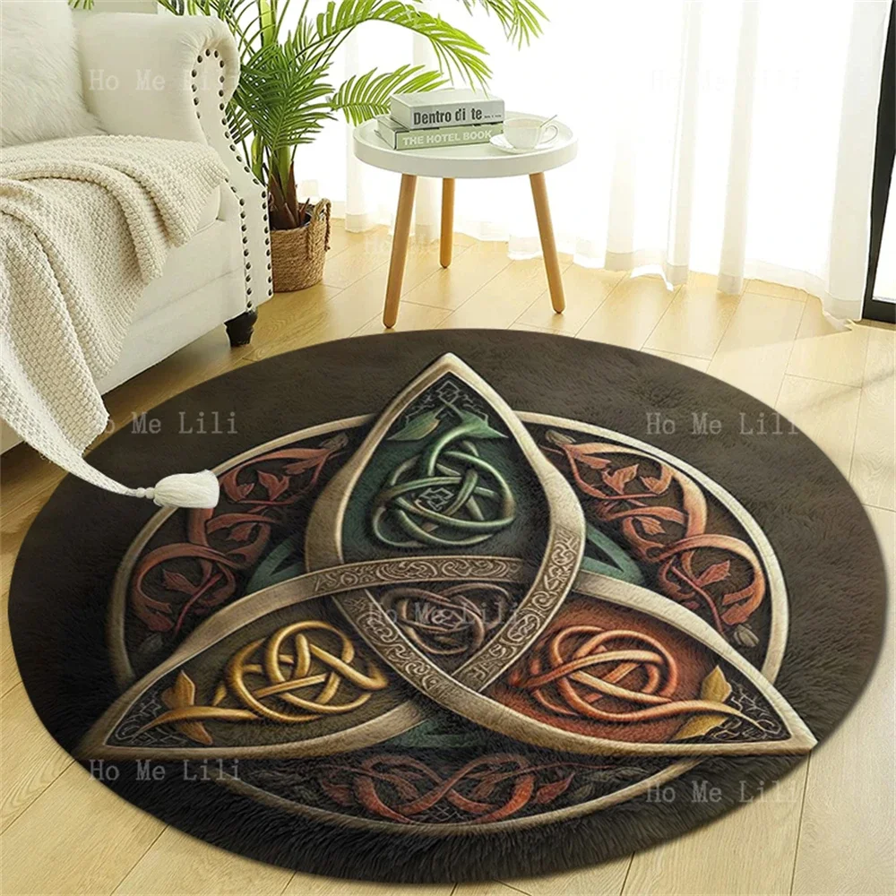 Wiccan Alchemy Art The Clover Dart Knot  Circular Floor Mat Decorated The Floor