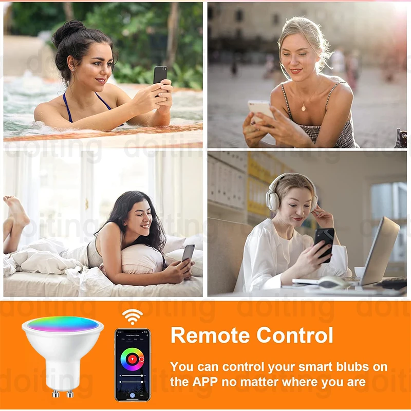 WiFi GU10 LED Light Bulb Dimmable 5W RGB Smart LIfe APP Work With Alexa Google Home Lamps Spotlights Dimmable Colour 110V 220V