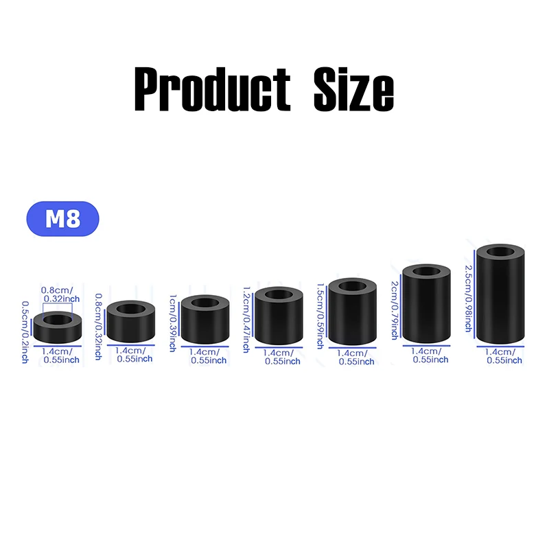 30-80 Pcs, M8 ABS Spacers 5/16