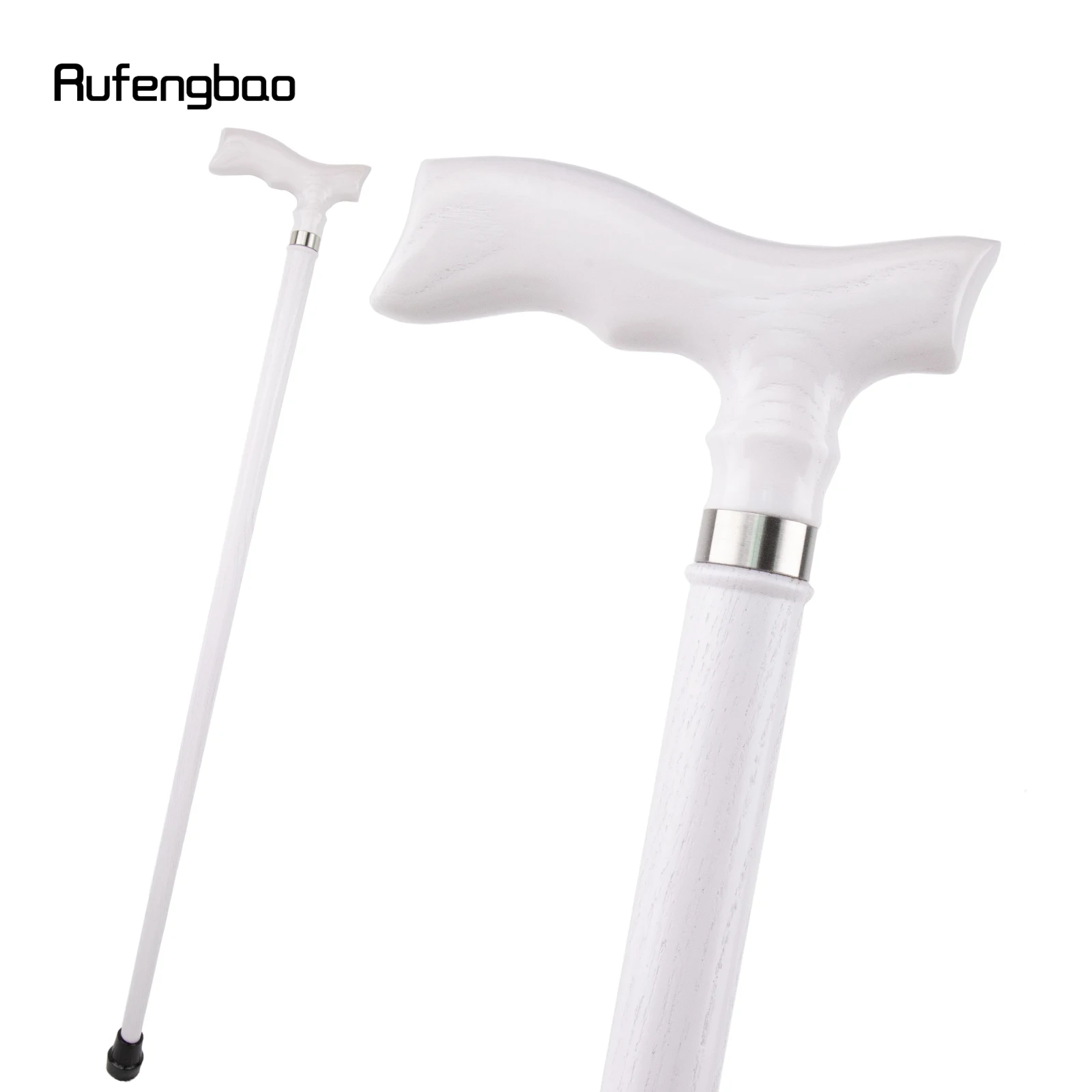 الأبيض شبه منحرف مقبض خشبي واحد مشترك موضة عصا قصب هالوين الصولجان العكاز العصا Crosier أداء المرحلة قصب 94 سنتيمتر