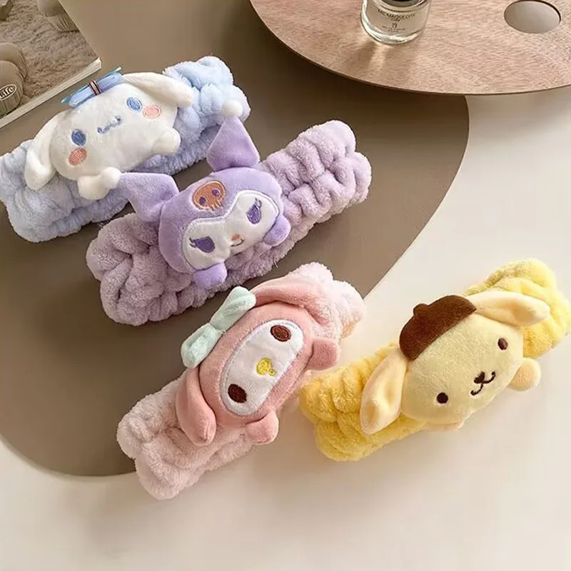 Sanrio Accessories Kawaiifashion Makeup Wash Face Convenient Cinnamoroll My Melody Kuromi Ring Hair Band Kuromi Plushie Bow Gift