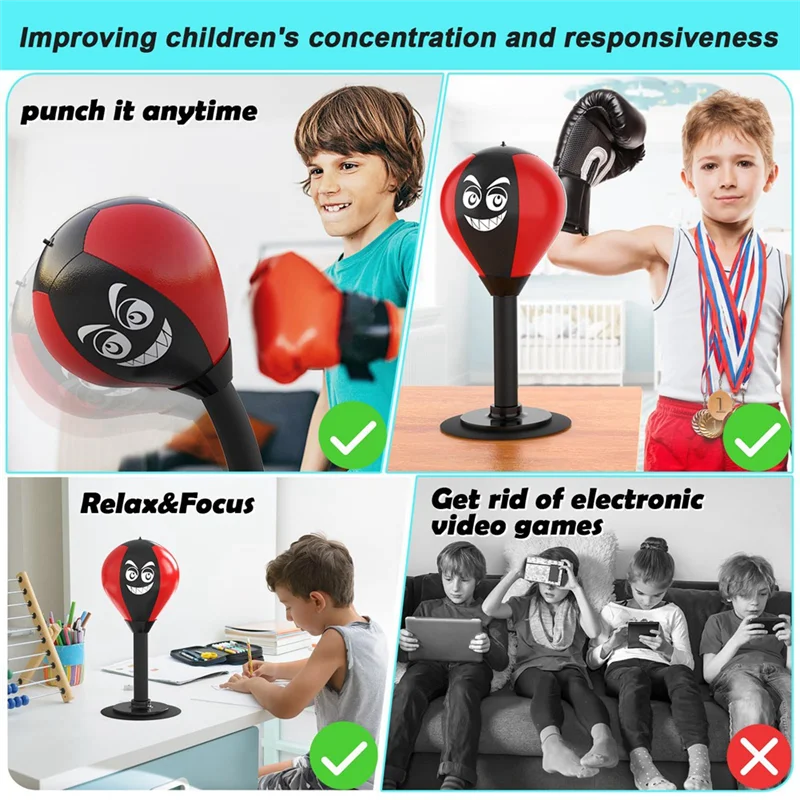 ABQR Desktop Punching Bag, Stress Buster With Suction Cup For Office Table And Counters For Kids Coworkers And Friends