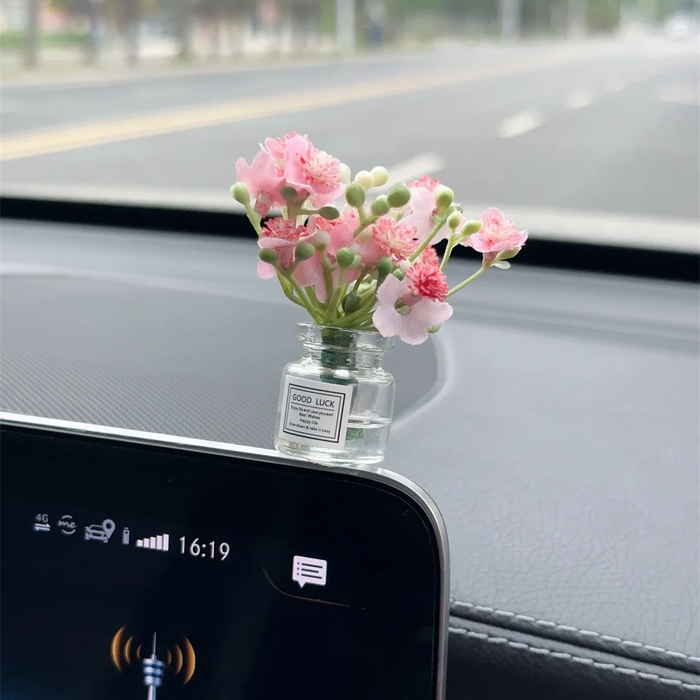

Babysbreath Jasmine Vase Glass Vase Micro Landscape Car Interior Decoration Mini Console Decoration Ornaments Car Gifts