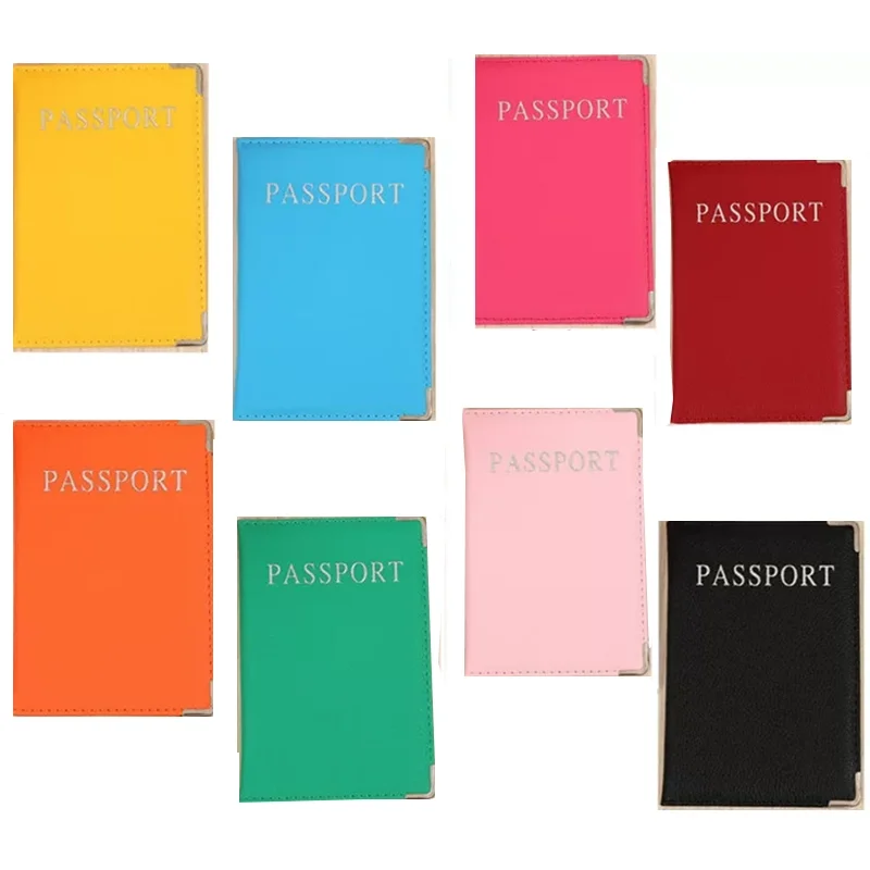 Passport Holder Case Metal Corner Passport Cover for Women Men ID Cover Lychee Pattern Universal PASS Ironing Silver Bag