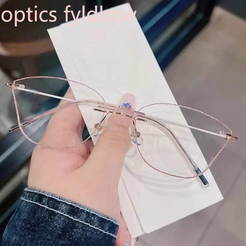 

-100 Myopia Glasses Women's Anti-blue Light Ultra-light Pure Titanium Glasses Optical Prescription Custom Hyperopia + 175 + 200