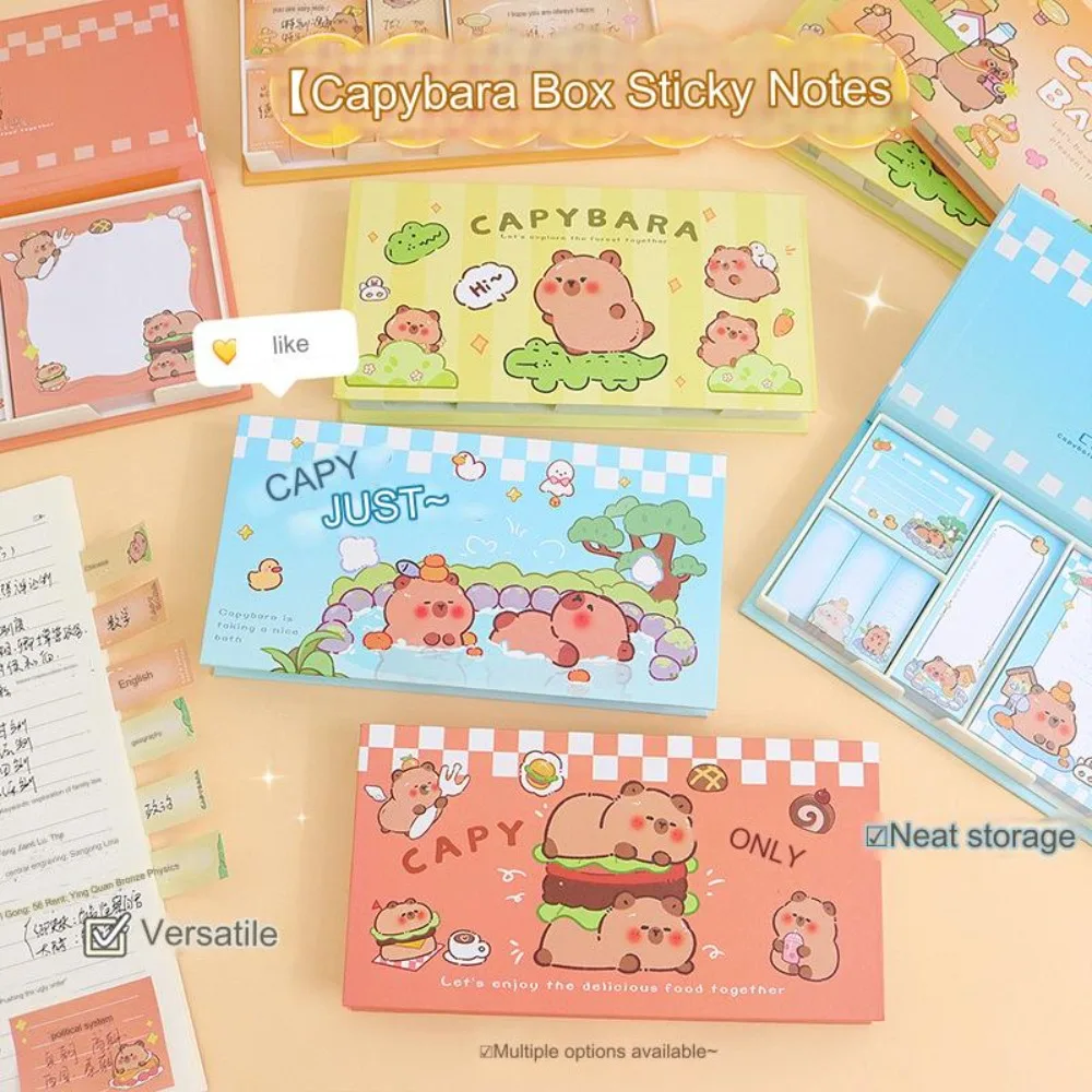 

480Sheets/Box Cartoon Capybara Sticky Notes Stationery Creative Message Stickers Set Notepad Planner Adhesive Memo Pads