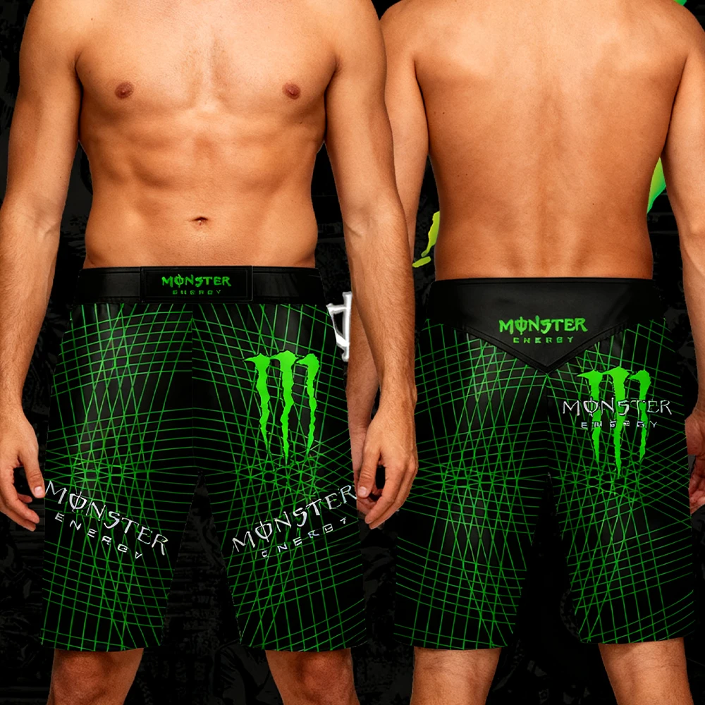 Monster Energy Pantalones cortos deportivos funcionales Pantalones cortos con estampado geométrico fresco y moderno Estilo funcional Pantalones cortos funcionales en contraste