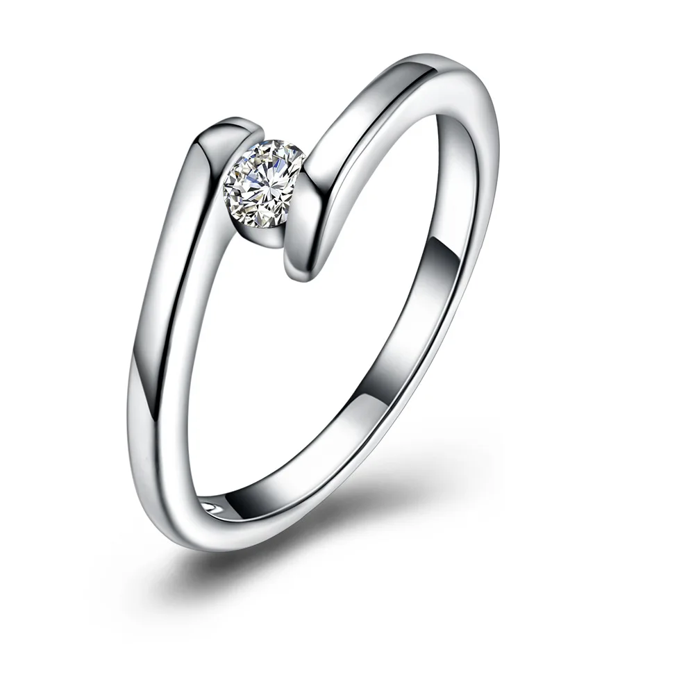 

925 Sterling Silver Women Ring 7-10# Fine Simple Shiny Zircon Fashion Wedding Gift Charm Party Jewelry Accessories Wholesale