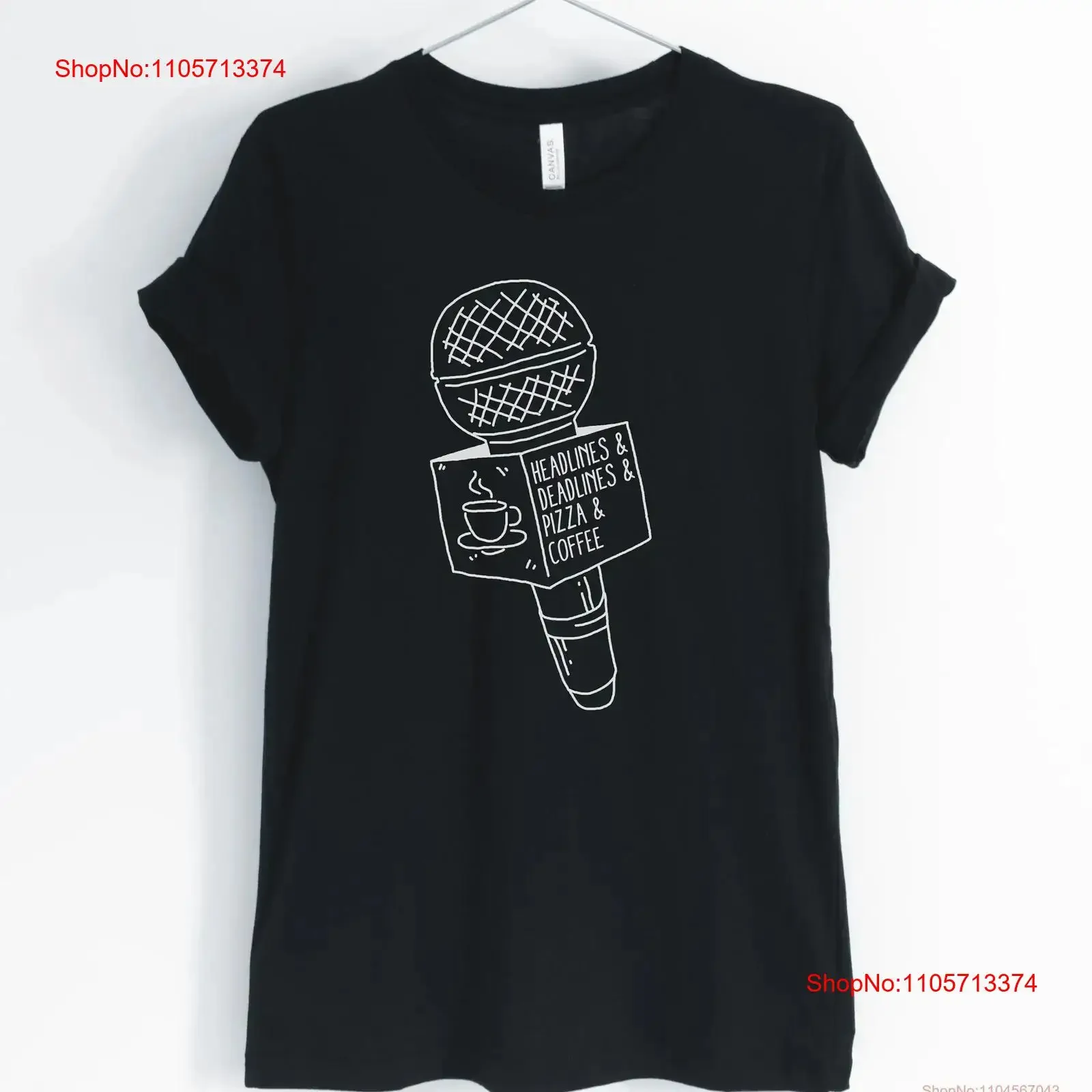Headlines and deadlines pizza coffee journalisT T Shirt reporter funny unisex women's shirts vintage Washed Breathable Stylish
