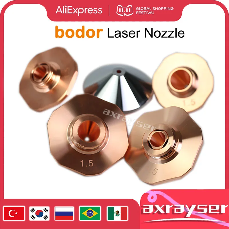 Bodor CNC 섬유 기계용 레이저 커팅 노즐, 모든 유형, D25, D32, D28, H15, Precitec Bodor, 이중 및 단일 구경 1.0-5.0