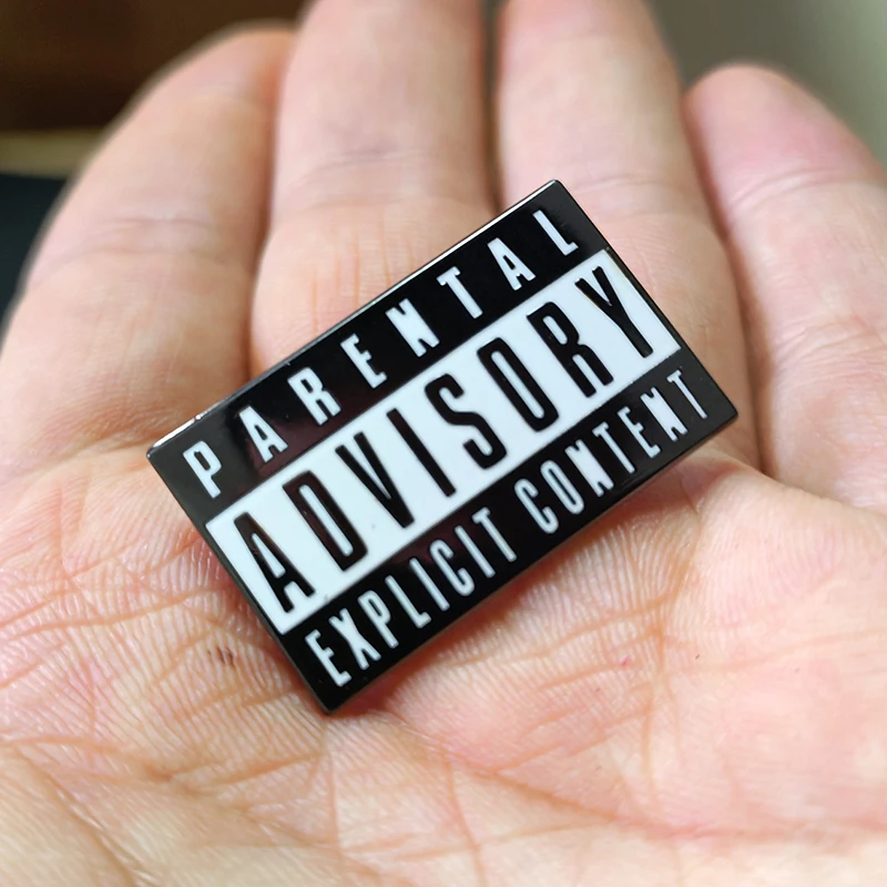 Parental guidance signs, enamel brooches, dirty labels, audio-visual product warning signs, brooches, accessories, clothes, scho