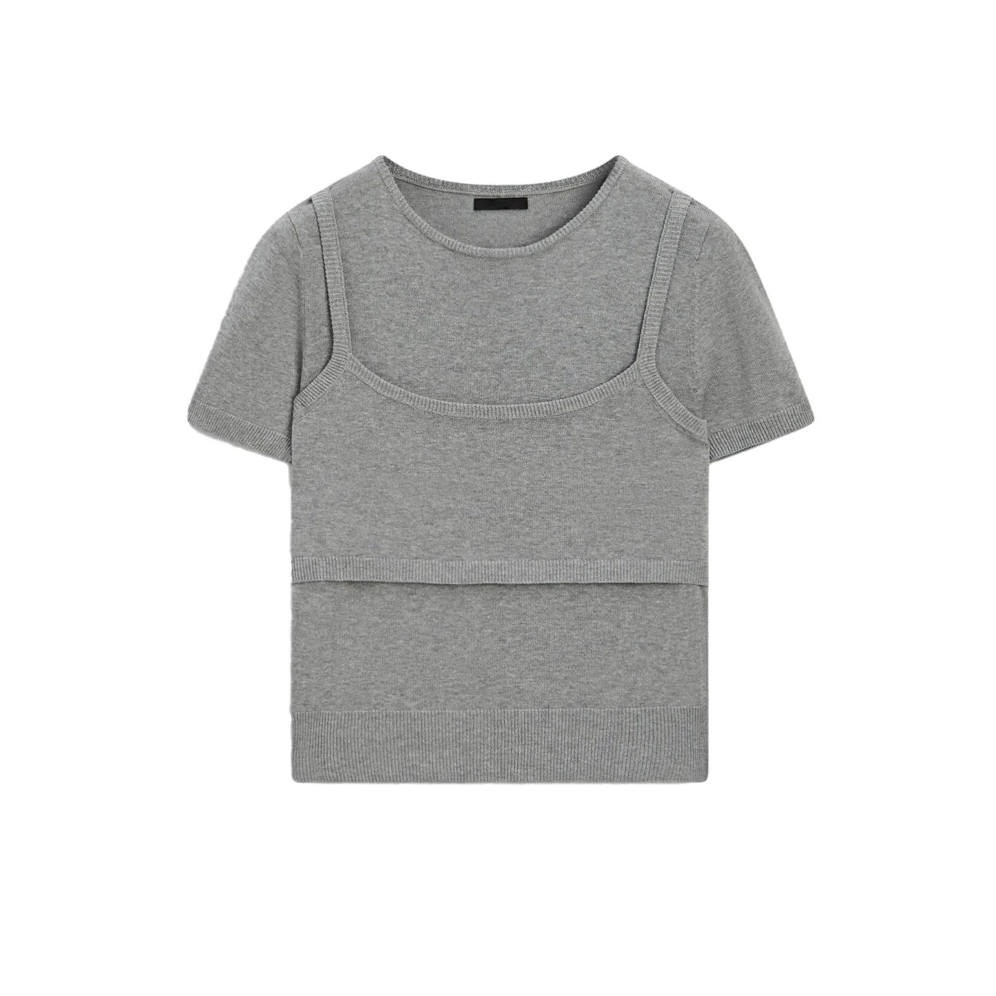 تي شيرت Lazy Sle Knitted ort Sve round Ne مع تصميم مضلع كاجوال Faion للسيدات مزيج من القطن والبوليستر الفاخر