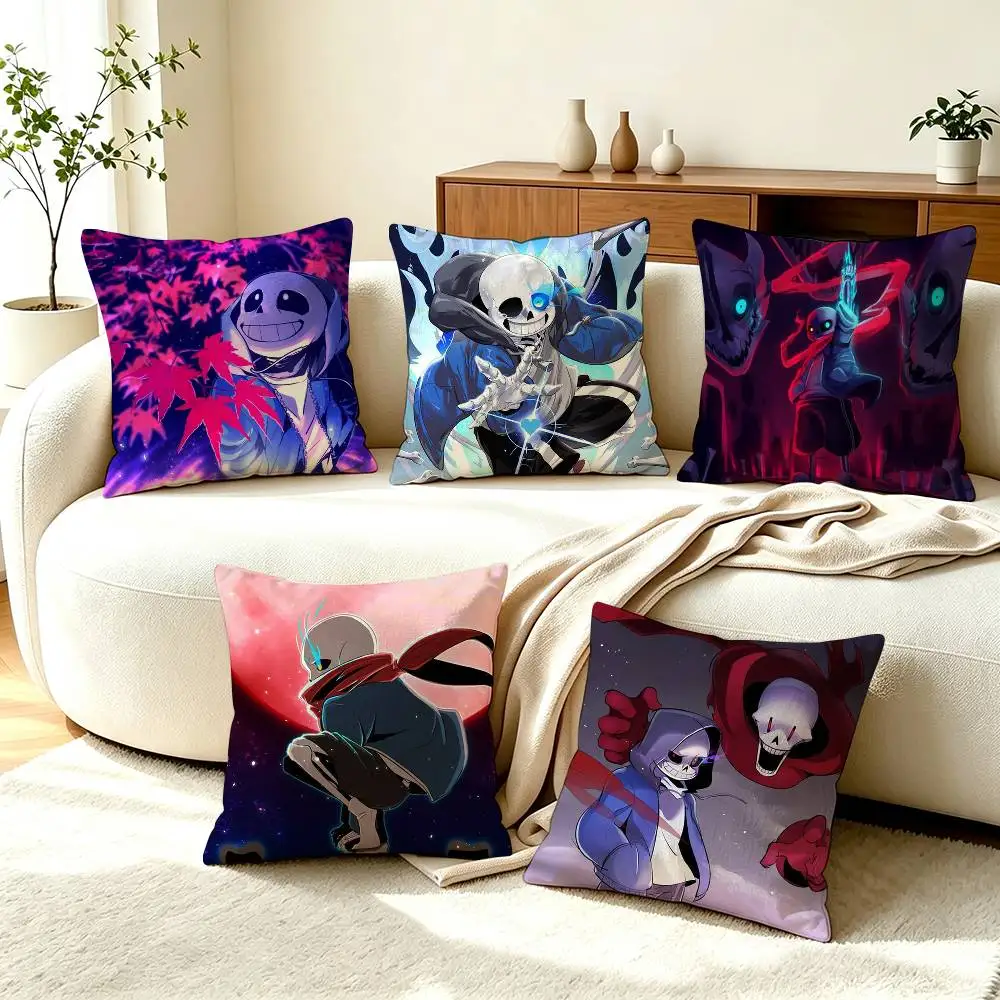 G-Game Undertale Sans  Pillow Case Square Double-Sided Sofa Cushion Cover Bedroom Bedside Pillow