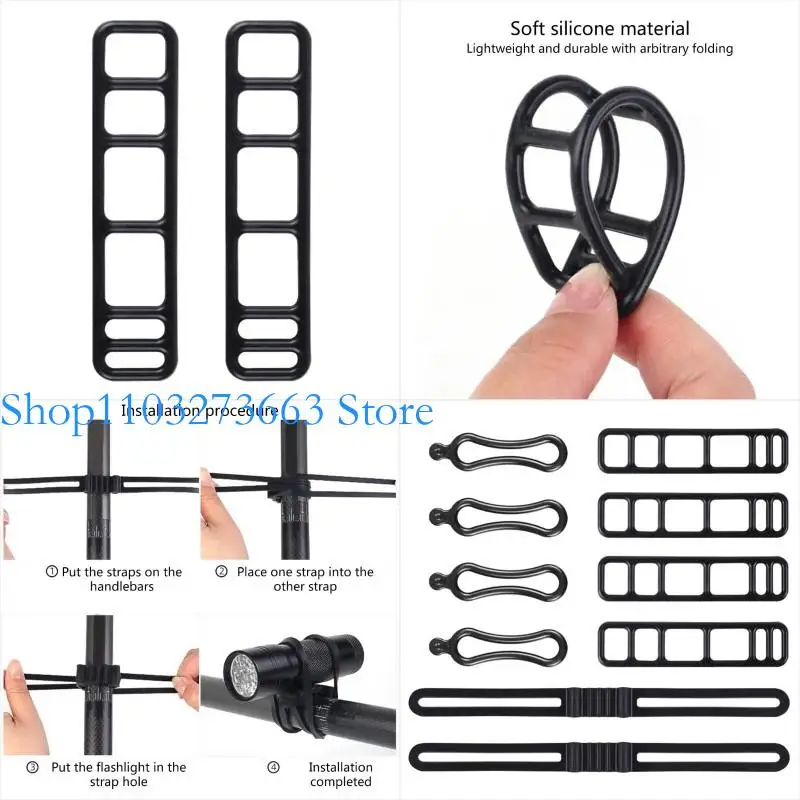 

R6FE Bicycles Handlebars Elastics Strap Silicones Strap Bicycles Light Mount Bandages