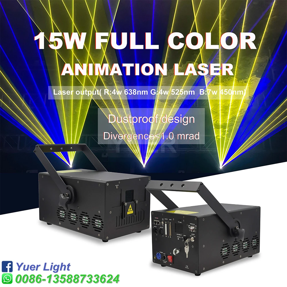 40Kpps 15W RGB Laser Light ILDA Animation Beam Scanner DMX  Stage Laser Projector Dj Disco Party Christmas Stage Effect Lights