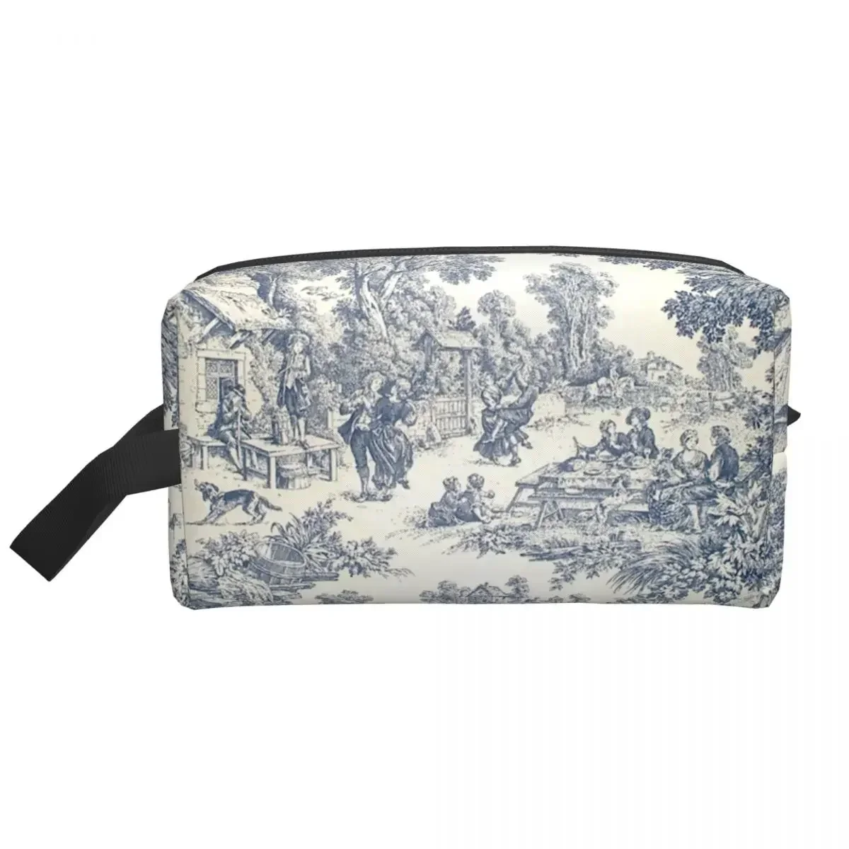 

Travel Toile De Jouy Number Toiletry Bag Portable French Classic Cosmetic Makeup Organizer Women Beauty Storage Dopp Kit Box