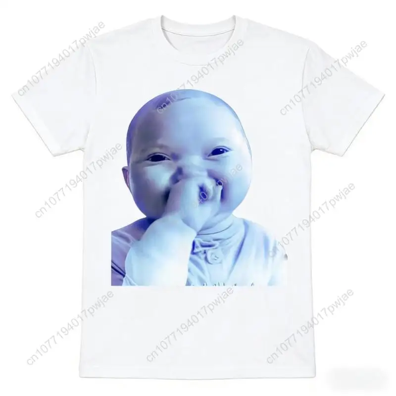Grappige AI Baby Holding Laugh Meme Virale Trend T-shirt