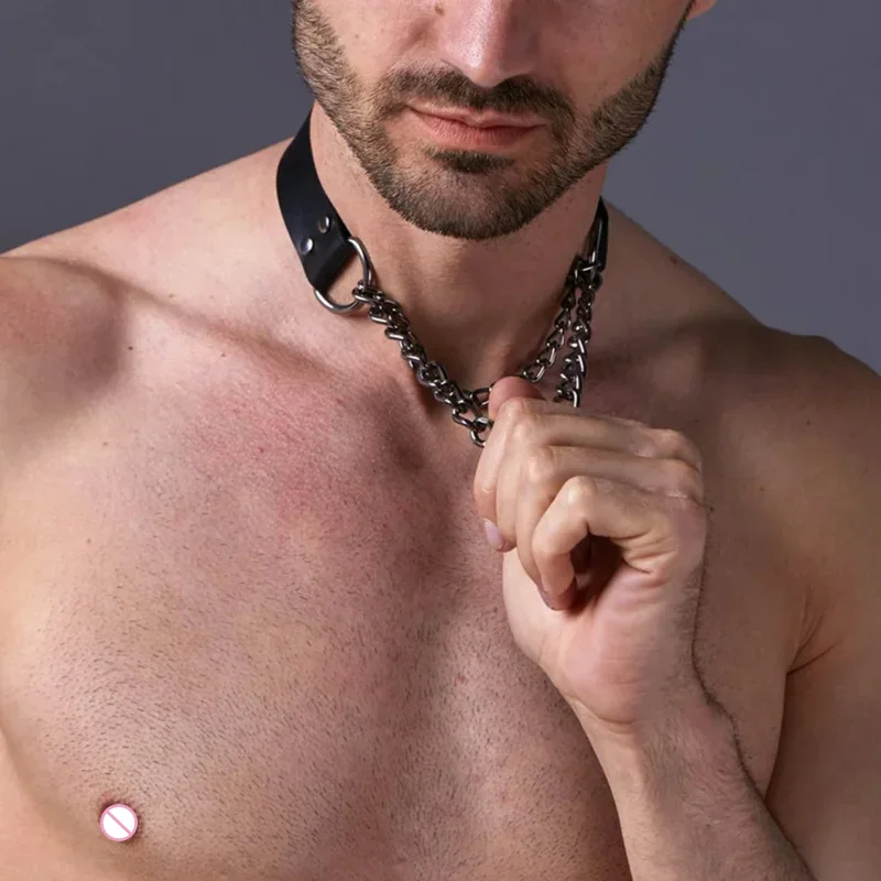 SFP JOCollar-Collier de Cou en Cuir PU pour Homme, Fait à la Main, Style Punk, Bondage, Fétiche, Gay Lothing, Accessoire Réglable