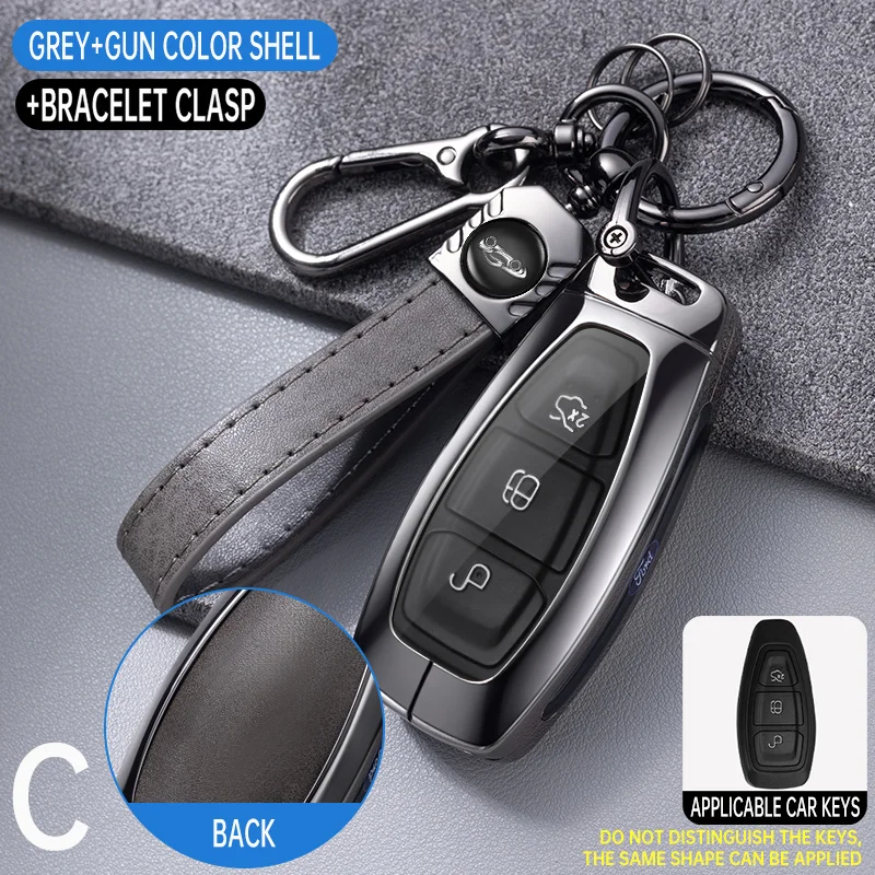 

Zinc Alloy Car Key Case Pack for Ford ST Line Fiesta Focus Mondeo Ecosport Kuga Puma Edge Escape Leather Car Key Fob Accessorie