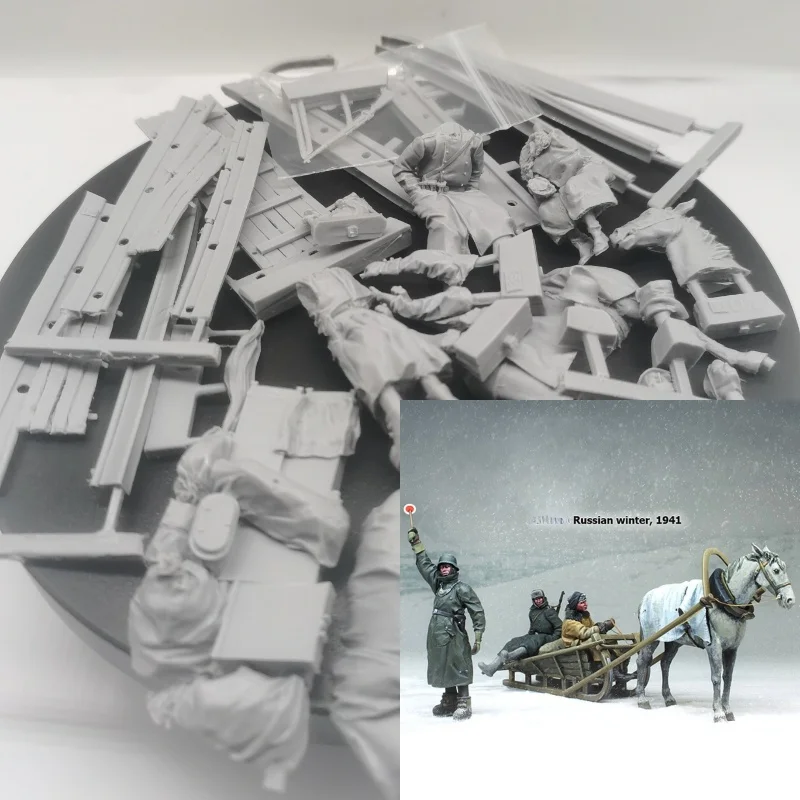

Soviet Winter Soldier 1/35 Resin Figures Model Kit Unassembled Unpainted Toys