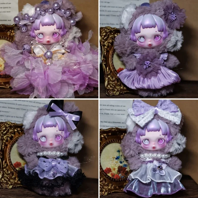 

Мини-одежда для кукол 10 см для Skullpanda V3 You Found Me Series Ratty Bear, фиолетовое платье, сменный наряд для куклы, аксессуары, подарки