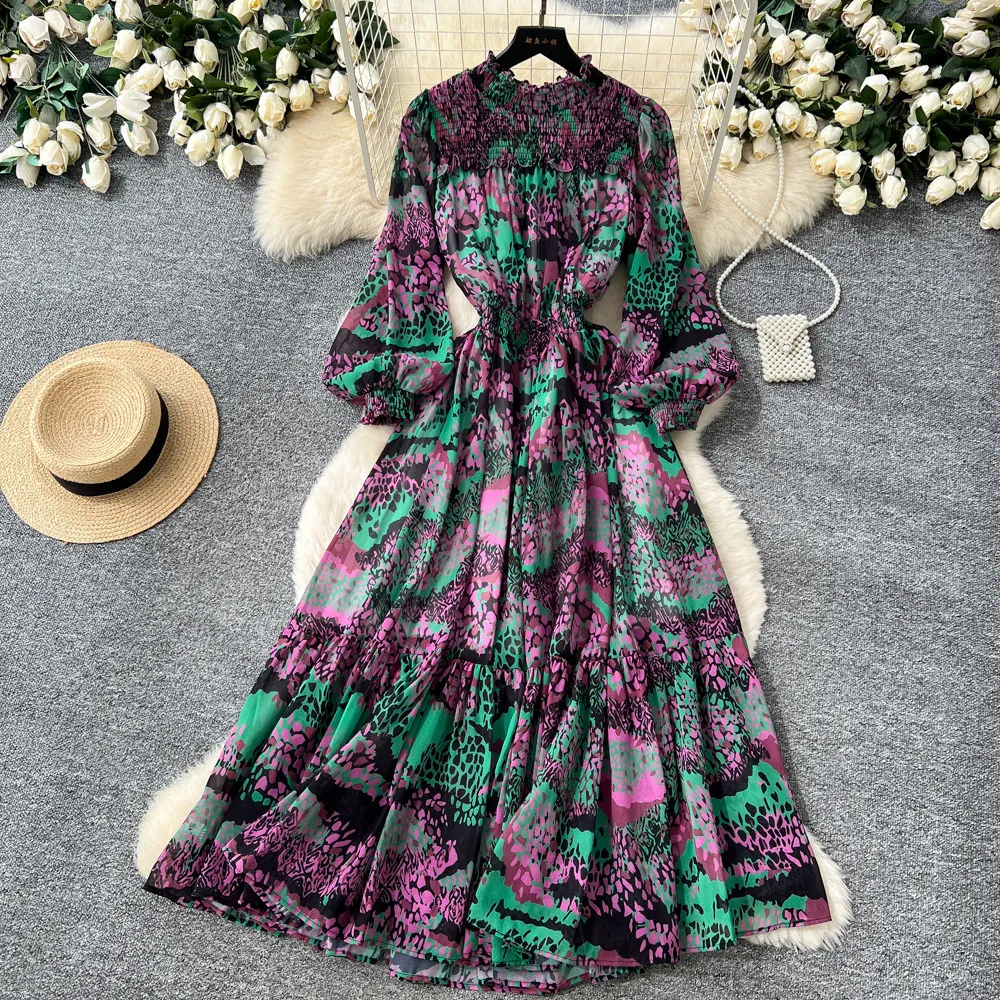 

Women Dress Long Dresses A Line Vestidos Y2k Streetwear Print Floral Tight Waist Full Sleeve Elegant Splice Party Night 2026