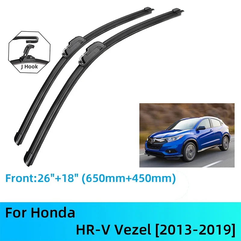 

For Honda HR-V Vezel Front Rear Wiper Blades Brushes Cutter Accessories J U Hook 2013-2019 2013 2014 2015 2016 2017 2018 2019