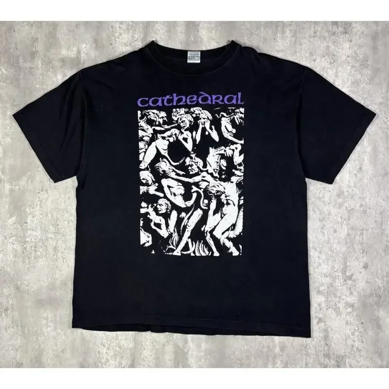 Vintage 90S Cathedral Black Metal Band T Shirt Mens Size Xl