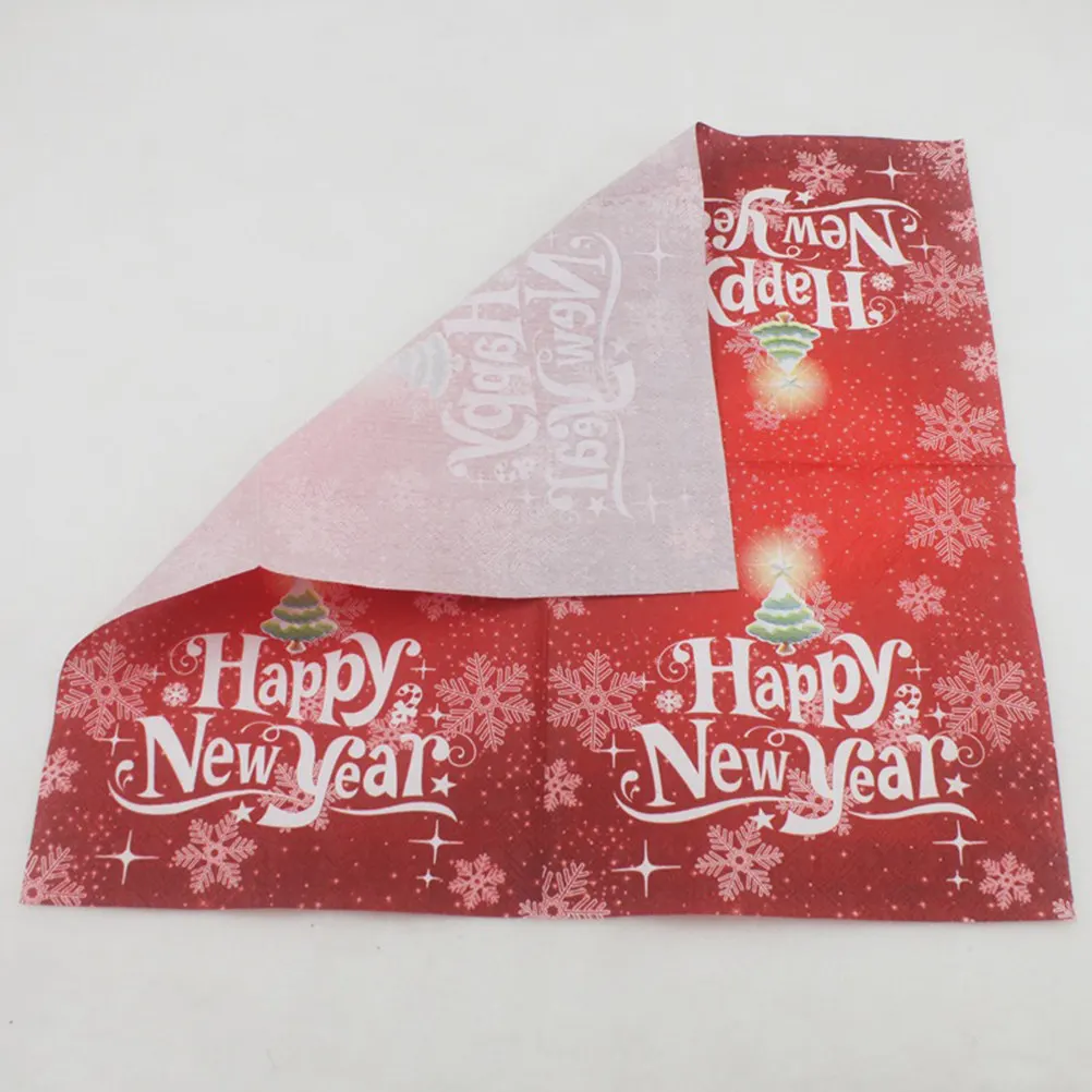 40Pcs Christmas Snowflake Printed Paper Napkins Festive Holiday Party Dinner Tissue Napkins for Xmas New Year Decorations