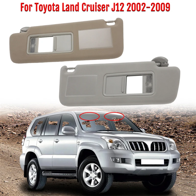 For Toyota Land Cruiser J12 2002-2009 2003 74310-6A020 Sun Visor With Lamp Gray Left Side Right Side Sunvisor Sunshield Sunshade