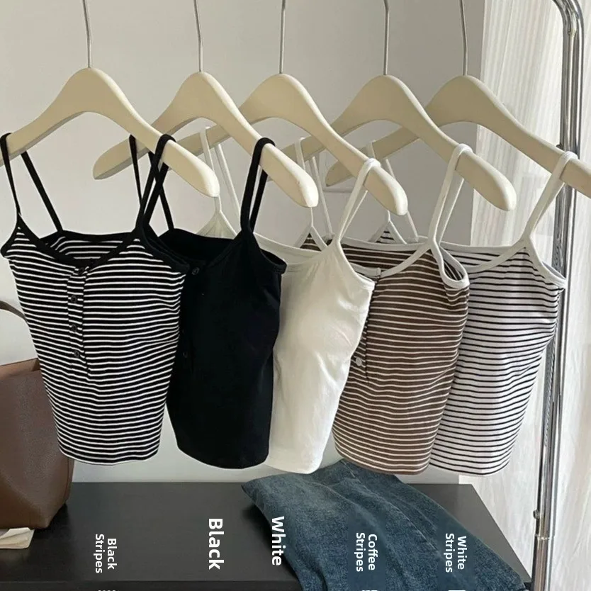 Chaleco Deportivo Corto de Algodón 100% para Mujer con Copas Fijas y Botones, Sin Sujetador, Estilo Integrado para Usar por Dentro o por Fuera