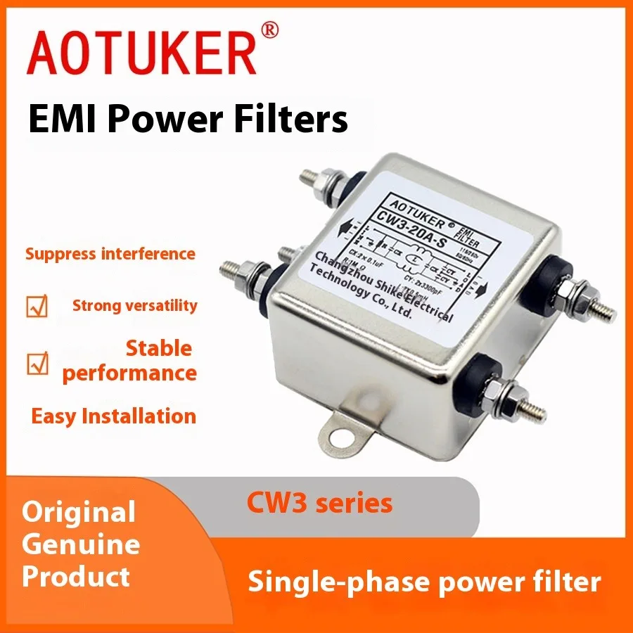EMI Power Filter 220V Single Phase Bolt Type Installation Small Size [CW3-3/6/10/20A-S]