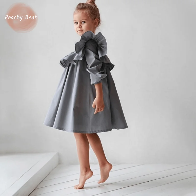 Fashion Baby Girl Princess Cotton Dress Infant Toddler Child Ruffle Long Sleeve Summer Spring Autumn Vestido Baby Clothes 2-10Y