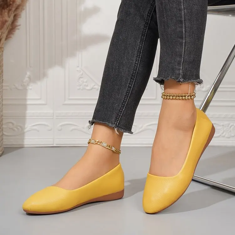 Einfarbige Ballerinas für Damen mit spitzer Zehenpartie, leicht und bequem, zum Hineinschlüpfen, für Alltag, Büro, Schule und Reisen – Detail 28